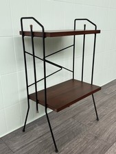 Piccolo Scaffale Vintage In Metallo E Legno Libreria Da Terra Anni 70