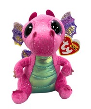 Ty Beanie Boos - Spitfire the Pink Dragon, Glitter Eyes, MWMT Stuffed Animal Toy