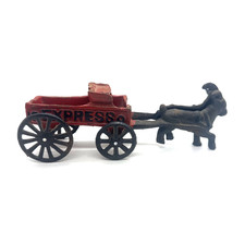 Antique Cast Iron Goat Pulling Express Wagon