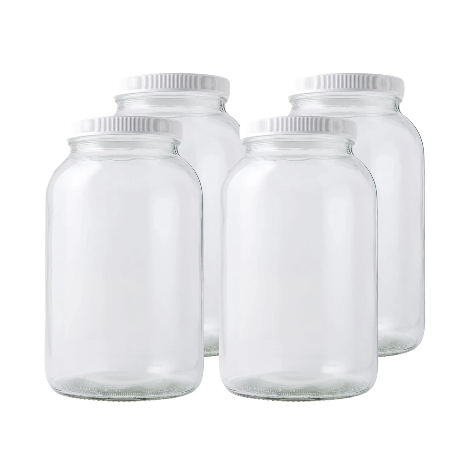 1 Gallon Mason Jar with White Airtight Lid (Pack of 4) | Regular Glass Canisters