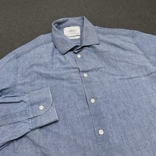 Charles Tyrwhitt Button Up Shirt Men 17 Blue Slim Fit 100 Cotton Preppy