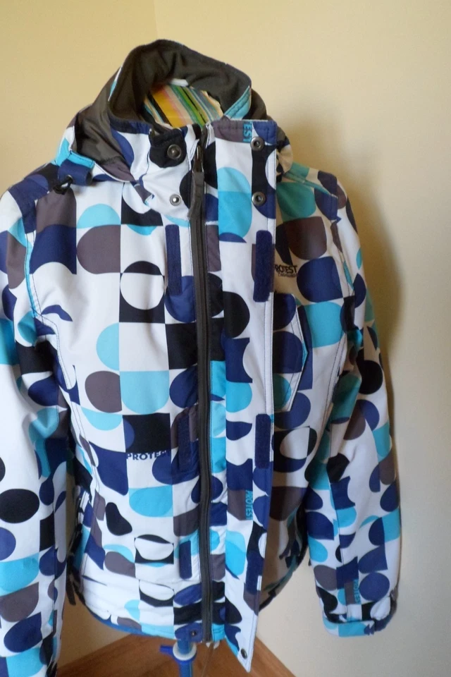 White Blue Multi Protest Boardwear Geotech 0.5 Series Ski Snowboard Jacket Med - Image 2 of 4