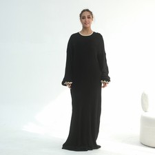 Islamic Women Abaya Muslim Long Sleeve Maxi Dress Kaftan Dubai Modest Thick Knit