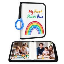 Baby First Photo Album Holds 21 4x6 Photos Soft Cloth Family Book Black