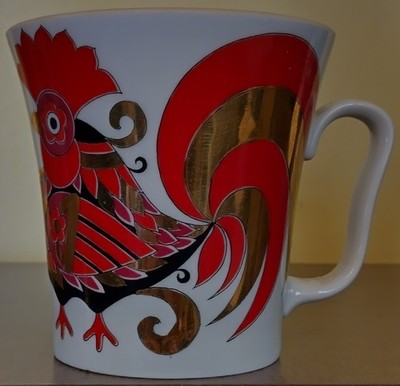 Rot und Blattgold Russische Bone China Kaffeetasse und Untertasse Made in St Petersburg