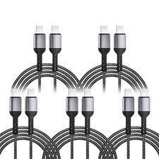 5-Pack 65W USB-C to Type-C Super Fast Braided Cables For iPhone Android 3ft 5ft