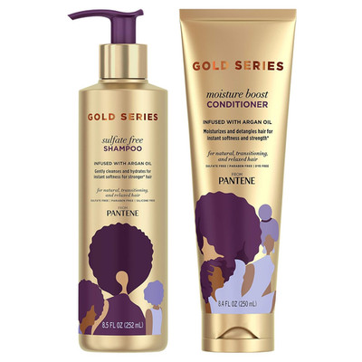 Shampoo and Sulfate Free Conditioner Kit, with Argan Oil, Pro-V Gold Series, for