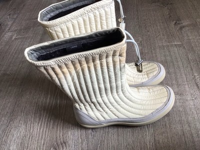 Ecco Winter Zone Womens Size 40 9 9.5 Cream Glossy Leather Wool Winter Boots
