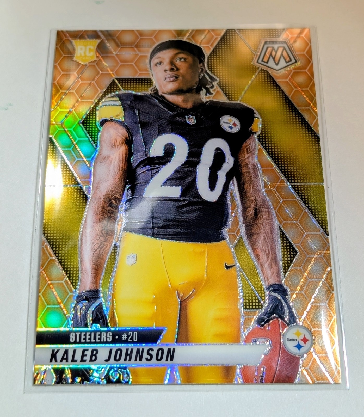 2025 Panini Mosaic Kaleb Johnson Rookie Variation Honeycomb Prizm SSP #289 