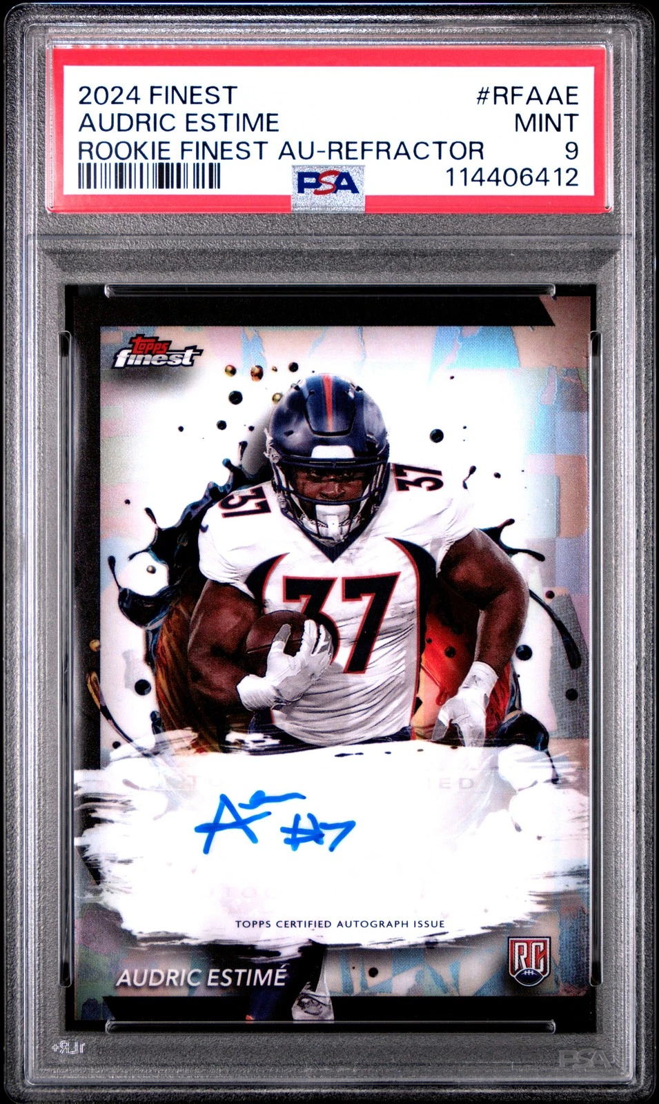 Audric Estime Topps Finest Rookie Finest Autographs #RFAAE Refractor