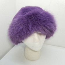 Purple Fuzzy Hat Faux Fur Trim Winter Warm Cute