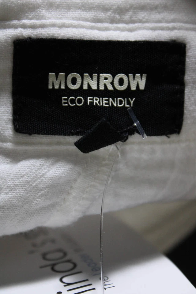 Blusa corta Monrow para mujer de algodón manga corta con botones blanca talla XS Foto 4 de 4