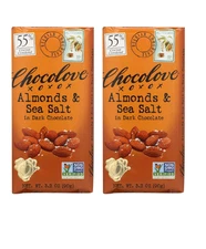 Chocolove Dark Chocolate Almonds And Sea Salt Bars 3.2 Oz Pack Of 2