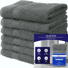 Linteum Textile Supply Premium Hair Drying 20x40 inch | Pack of 6, Grey 