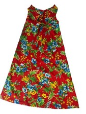 VINTAGE HAWAIIAN MUUMUU MAXI DRESS Handmade Polyester Colorful Floral