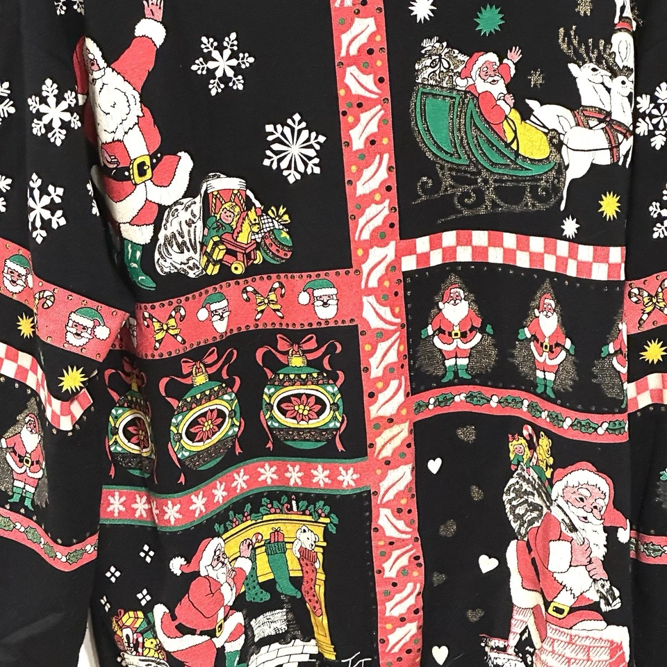 Vtg Nut Cracker Christmas Santa White Puff Paint Holidays Crewneck Sweater Sz M - Image 3 of 4