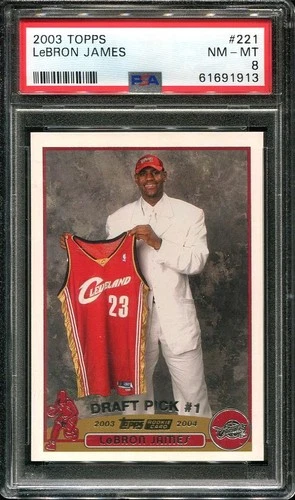 2003 LeBron James Rookie Card Topps #221 Cleveland Cavaliers PSA 8