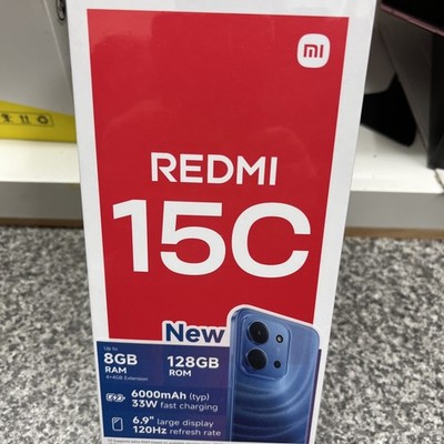 Xiaomi Redmi 15C 4g 8gb (4+4 Ram) 128gb Schwarz NFC Entsperrt Brandneu Dual Sim