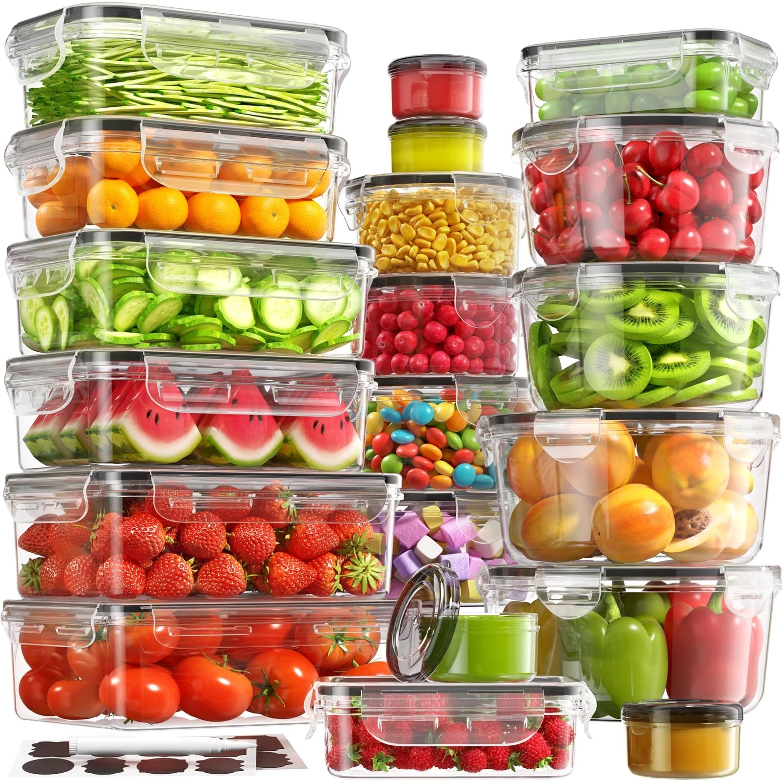 40 PCS Food Storage Containers with Lids Airtight (20 Containers & 20 Lids), ...