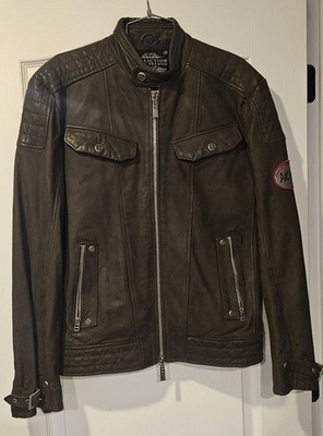 Affliction Rare Real Leather Jacket Mens Large Brown Black Premium Lmtd Edition 