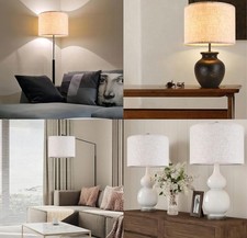 Set of 2 Drum Lampshades for Table, Floor  Bedside Lamps - 13  13  10 inch...