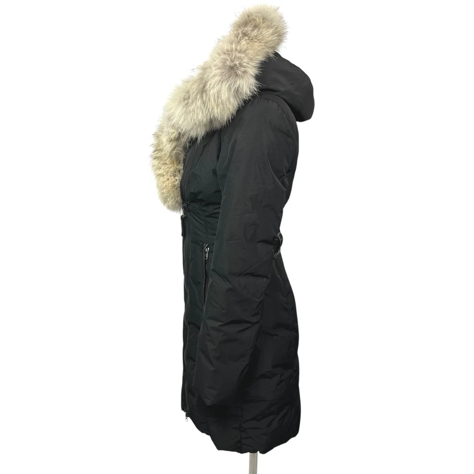 Chaqueta Abrigo Mackage Negro Cuello Piel Kay Auténtica Cremallera Completa Nieve Puffer Talla XS Foto 2 de 4