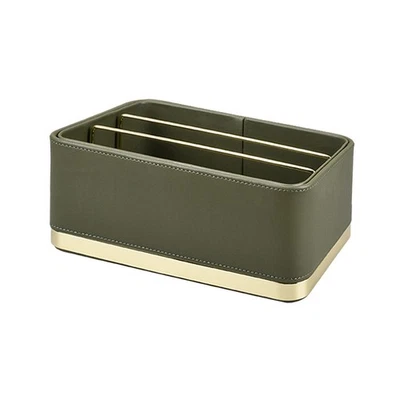 Boîte de rangement en cuir PU, organisateur de bureau, compartiment d'entrée, - Photo 1/4