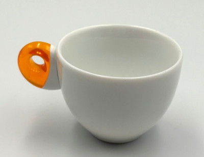 Guzzini Feeling Espresso Cup Orange White Porcelain Italy MCM Robin Levien Desig