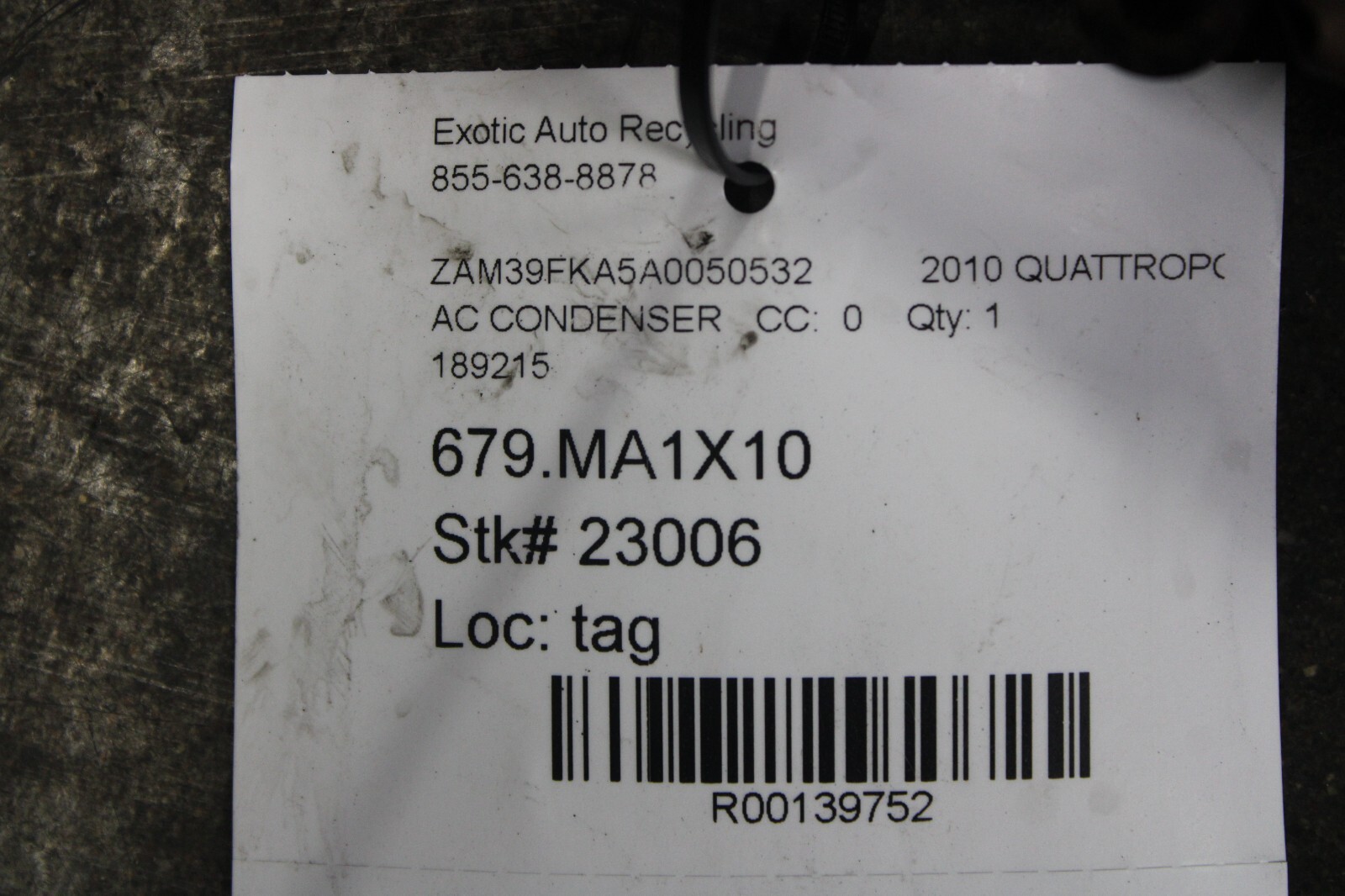 Maserati Quattroporte, Coupe, A/C Condenser, Used, P/N 189215
