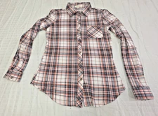 ULTRA FLIRT WOMENS PLAID SHIRT LONG SLEEVE BUTTON DOWN SIZE XS