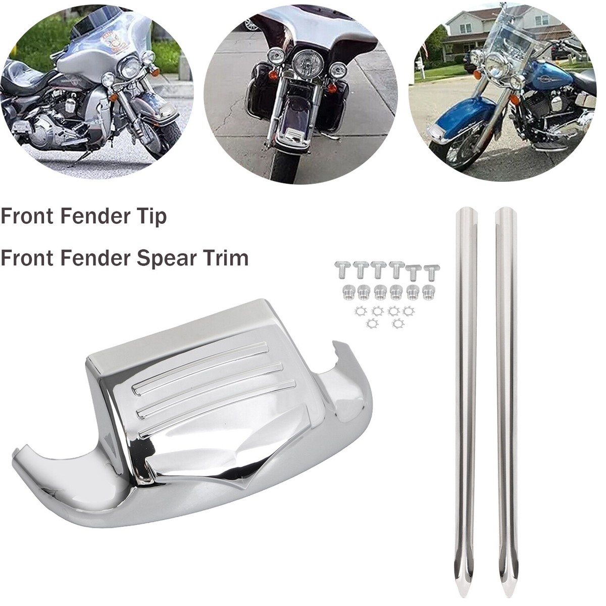 Front Fender Tip +Spear Trim For Harley 1986-2008 Heritage Softail
