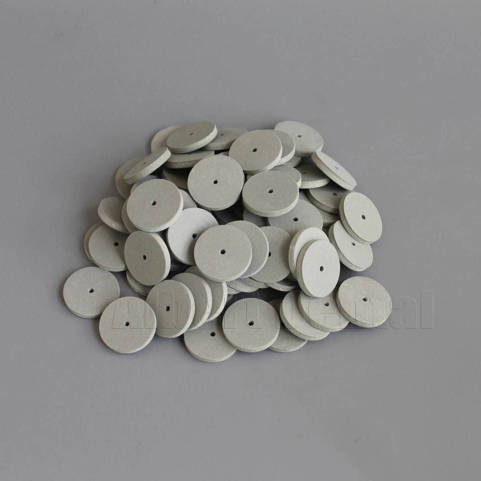 Ruedas de pulido de laboratorio dental 100 piezas fresas pulidoras de silicona disco de goma blanco Foto 2 de 4