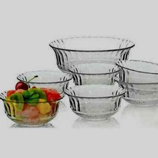 7pc Piece Glass Bowls Set Fruit Trifle Salad Bowls Dessert Ice Cream Round Dish