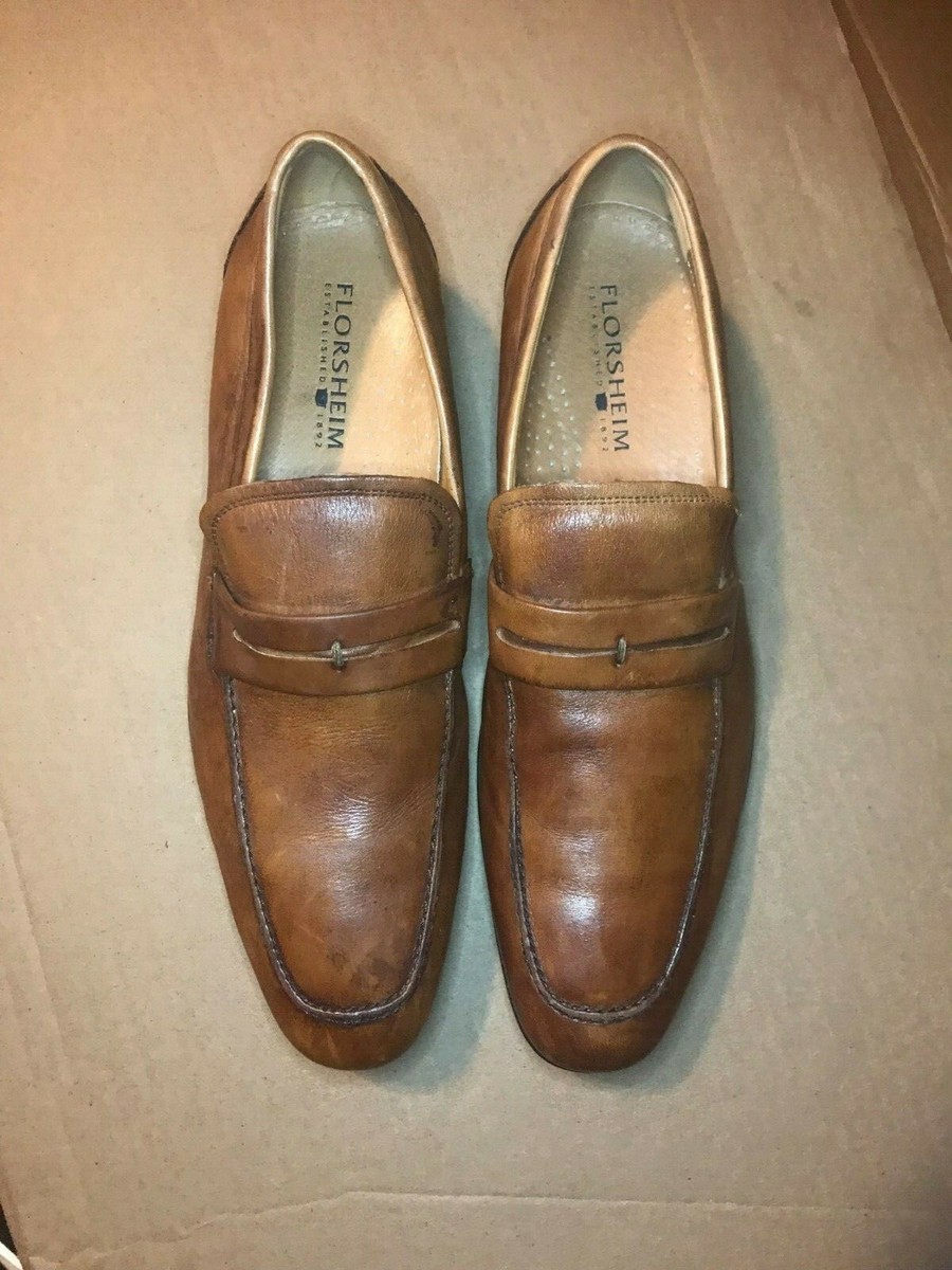 Florsheim Mens Cognac Leather Penny Loafers Dress Shoes 15092-221 Size 9 D Rucci Moc Toe Penny Loafer Men main image 2