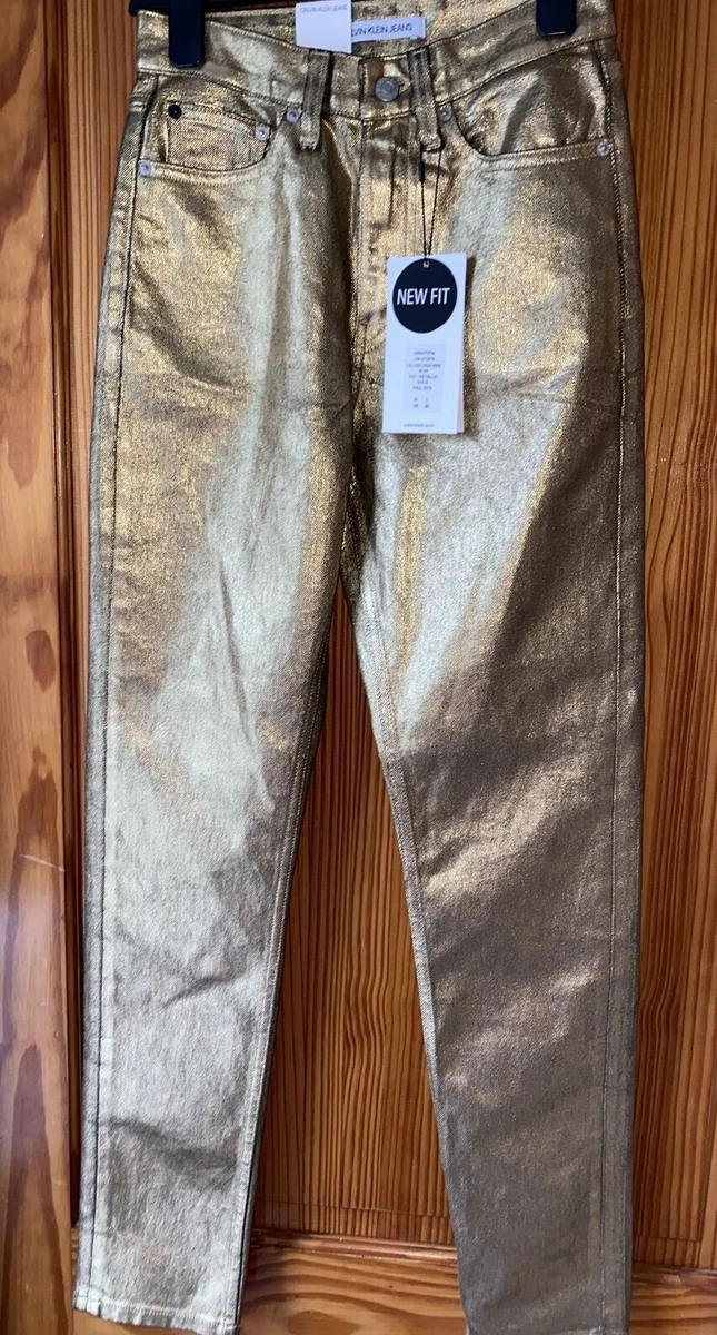 Calvin Klein SPARKLE GOLD JEANS UK SIZE 24