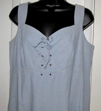 Metro Style dress Women's cotton sleeveless midi empire A-line Heather blue 14