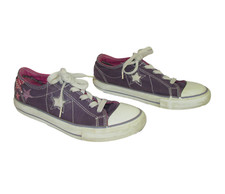 Converse All Star Sneakers Shoes Purple Girls Size 3 Canvas Low Top Athletic