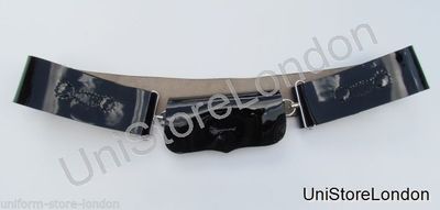 Gürtel Kreuzgürtel schwarz Hochglanz Lackleder 62 mm breit Chrombeschlag R965