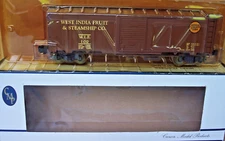 CMP BCG WEAVER O SCALE BOX CAR WIF WEST INDIA FRUIT  3 RAIL NOS