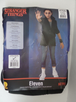 NEW STRANGER THINGS PUNK ELEVEN JACKET/WIG/WRIST COSTUME~YOUTH LARGE (SZ 12-14 )