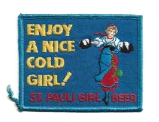 St. Pauli Girl Beer VINTAGE 3" x 3 3/4" Sew-On Patch "Enjoy A Nice Girl!" UNUSED