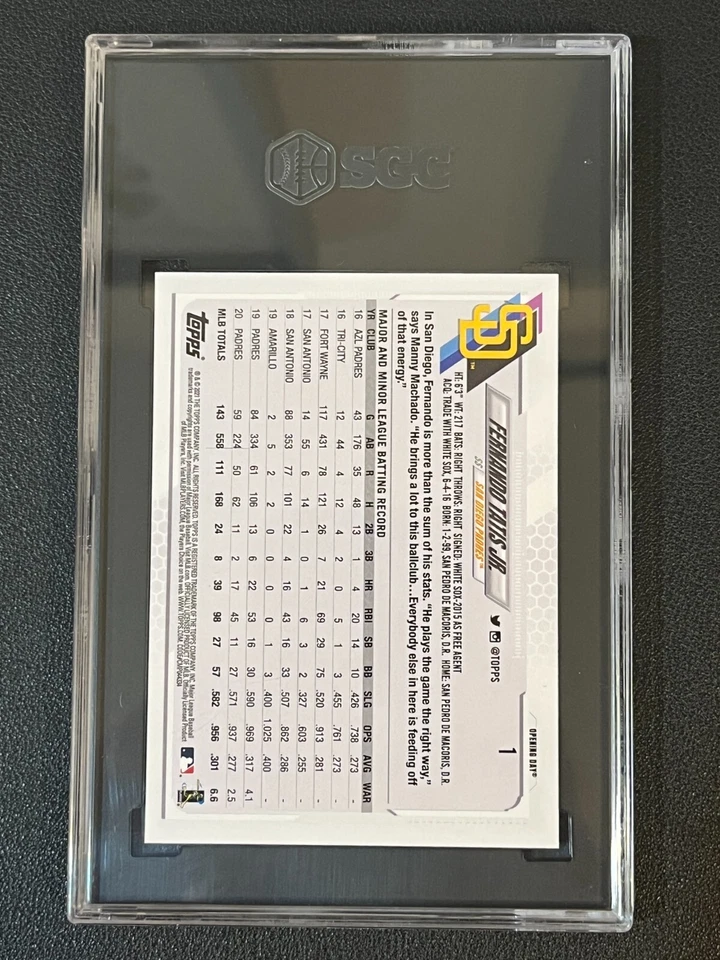 Fernando Tatis Jr 2021 Topps Opening Day SP Image Variation Hoodie SGC 9.5 - Image 2 of 2