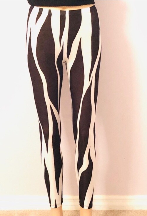 Black & White Zebra Thin Almost Sheer Material Leggings Sz P Extra Small