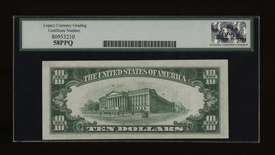 DBR 1934-A $10 North Africa Silver Fr. 2309 Legacy 58 PPQ Serial B07606515A - Image 2 of 2