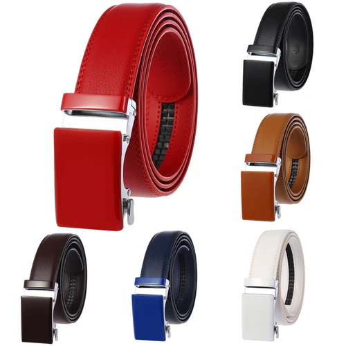 Fashion Men's Real Leather Belt Automatic Buckle Belt Multi-Color Waistband Gift - Picture 1 of 17