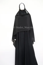 XL Premium Chiffon Hijab Wrap Shayla Scarf Shawl Muslim Headcover Black