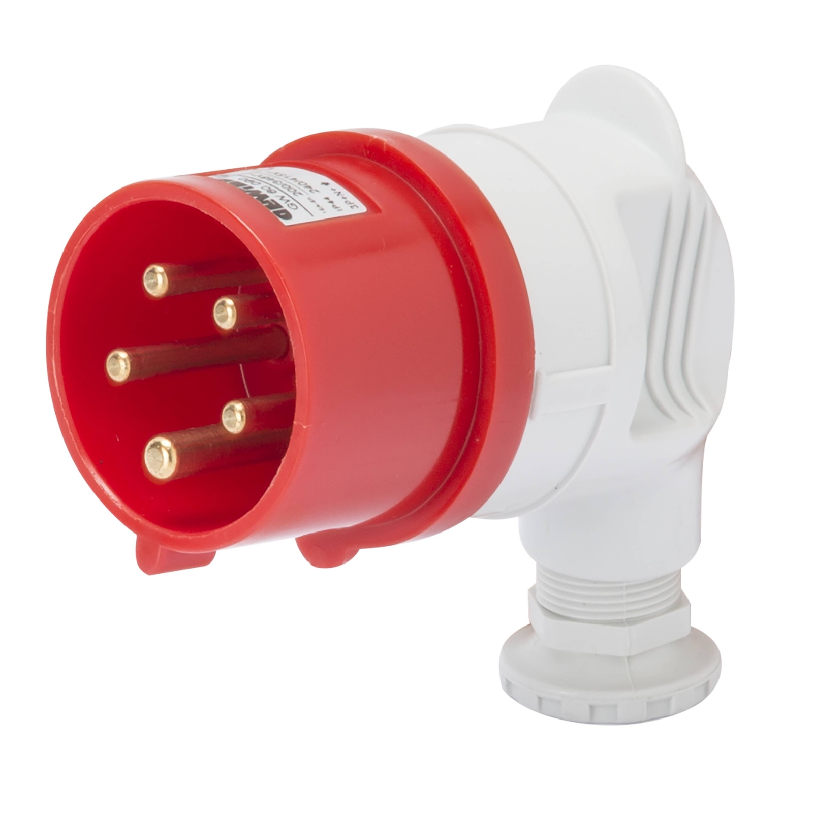 Spina Mobile A 90 Gradi IP44 3P+N+T 16A 380-415V Rosso Cablaggio A Vite