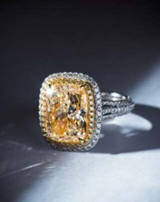 Gorgeous and Fashionable Cushion Cut 6.95CT Citrine  1.45CT CZ Anniversary Ring