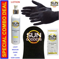 SUN GODDESS - Sunless Self Tanning Lotion - 8 oz  Mitt, Gloves  Tanner Best 