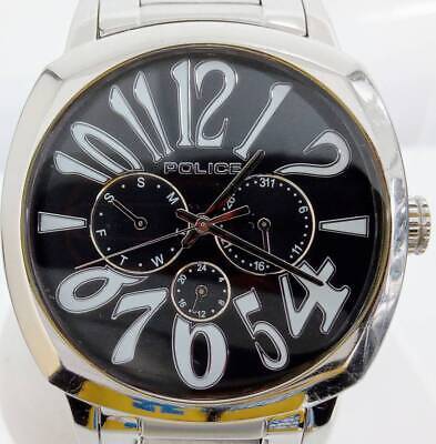 POLICE 13200J Men's used watch quartz Day-date black dial
